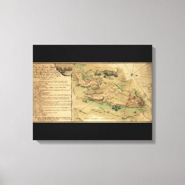 Plan de Rhode Island Map (1778) Canvas Print (Front)
