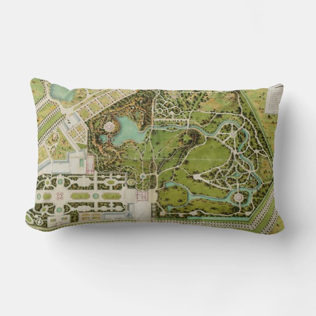 Plan du jardin et chateau de la Reine Lumbar Pillow (Front)