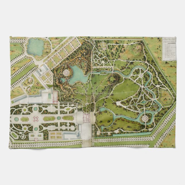 Plan du jardin et chateau de la Reine Towel (Horizontal)