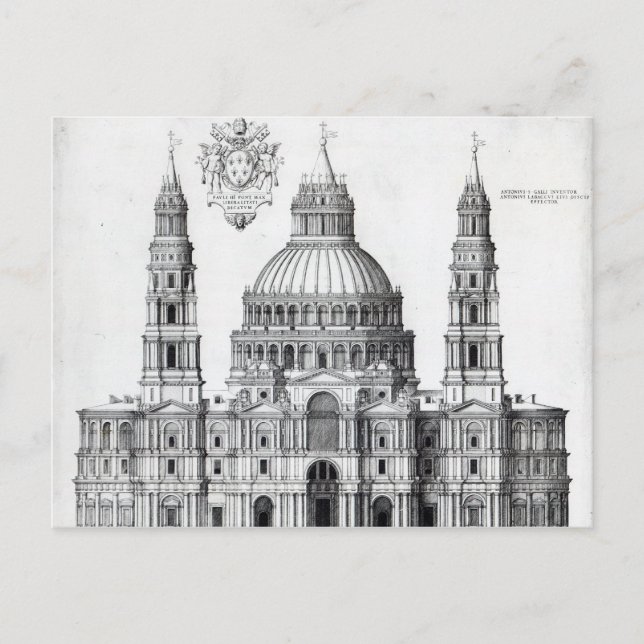 Plan for St. Peter's, Rome, 1539 Postcard (Front)