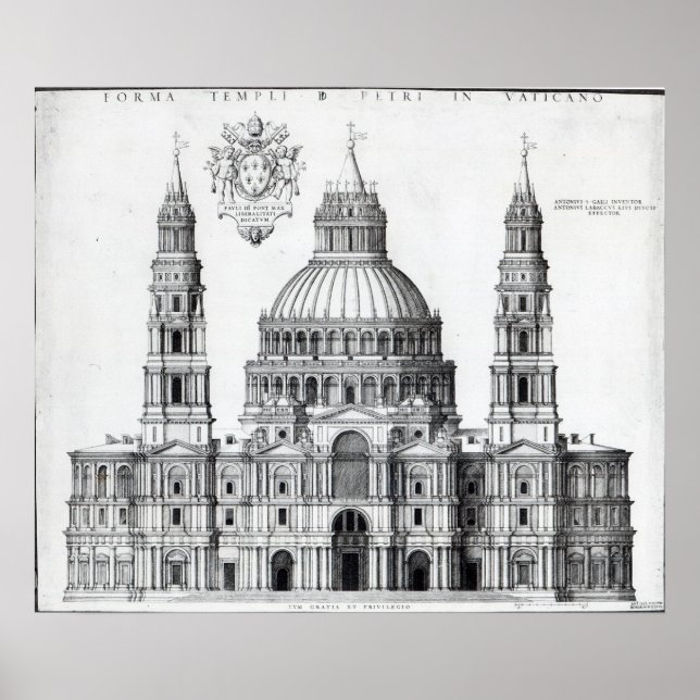 Plan for St. Peter's, Rome, 1539 Poster (Front)