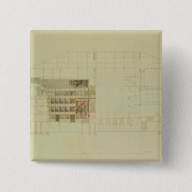 Plan for the Dresden Royal Theatre, c.1838 Pinback Button (Front)