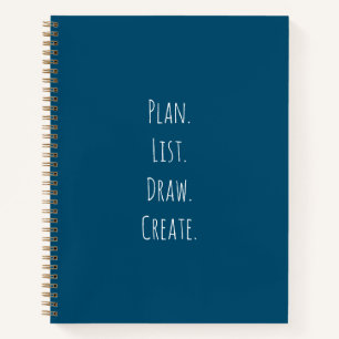 Plan. List. Draw. Create. Blue Bullet Journal