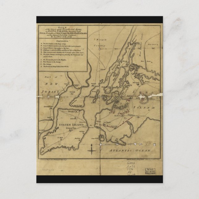 Plan of Attack on Long Island August 27th 1776 Postcard (Front)