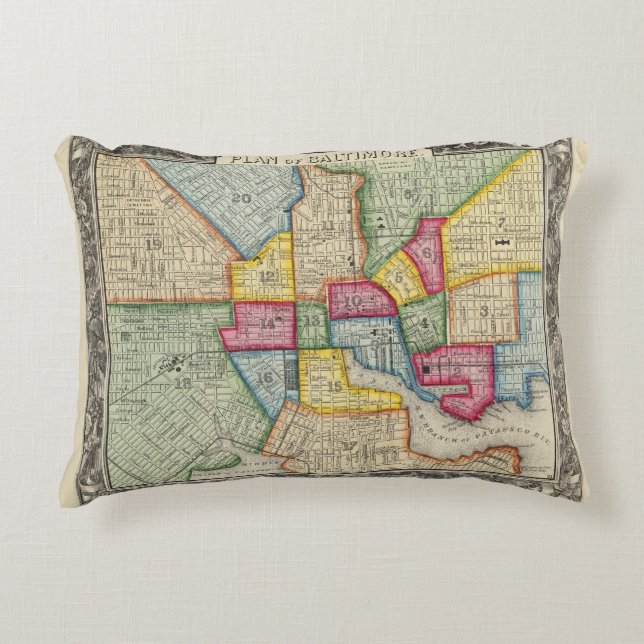 Plan Of Baltimore Decorative Pillow (Front)