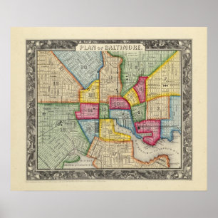 Plan Of Baltimore Poster