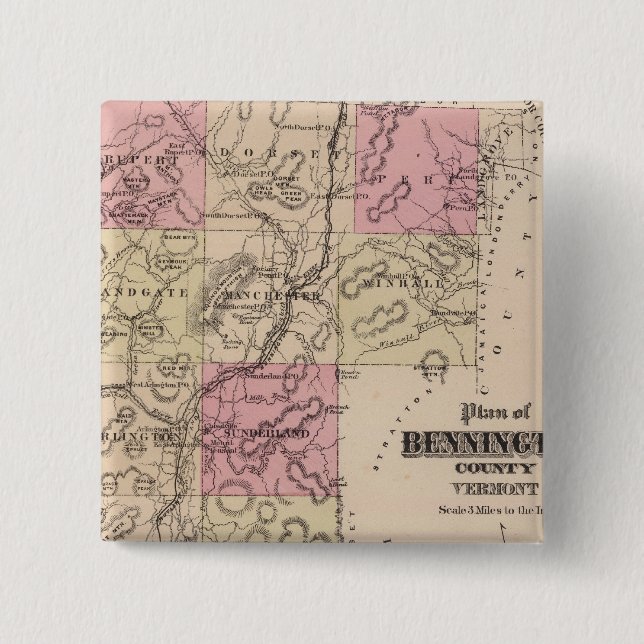 Plan of Bennington County, Vermont Button (Front)