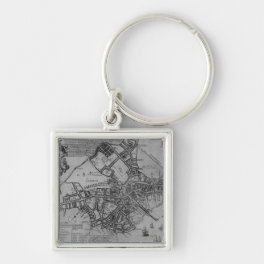 Plan of Boston, New England, 1739 Keychain