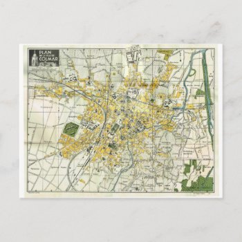 Plan Of Colmar 1935 Postcard by Franceimages at Zazzle