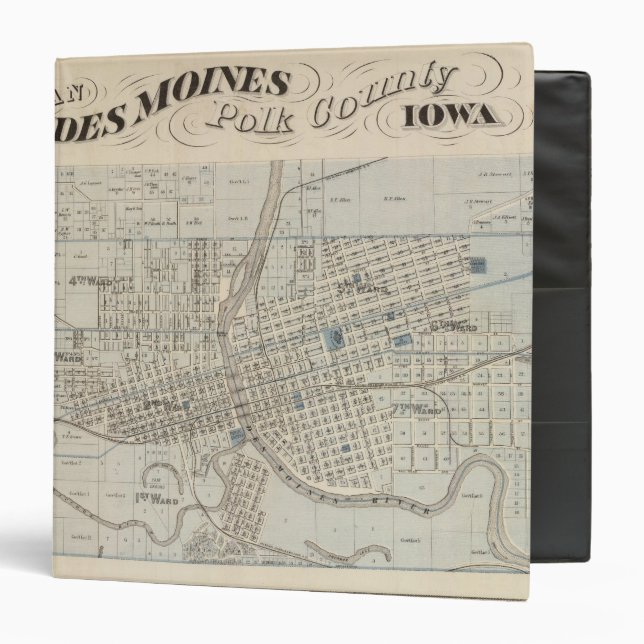 Plan of Des Moines, Polk County, Iowa 3 Ring Binder (Front/Inside)