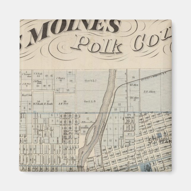 Plan of Des Moines, Polk County, Iowa Magnet (Front)