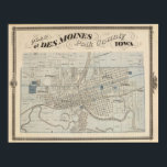 Plan of Des Moines, Polk County, Iowa Poster<br><div class="desc">Plan of Des Moines,  Polk County,  Iowa. By Andreas,  A. T. (Alfred Theodor),  1839-1900 (187). Published by ''Chicago: Andreas Atlas Co".</div>