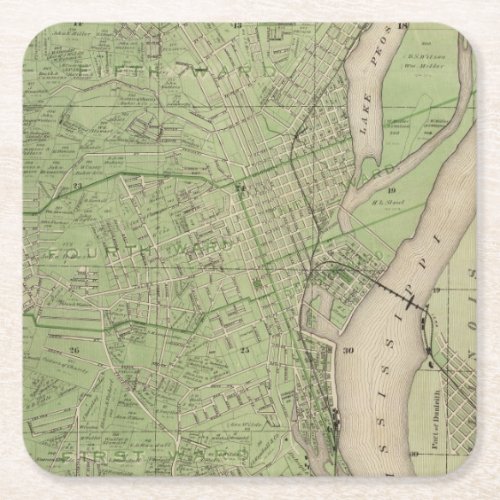 Plan of Dubuque Dubuque County State of Iowa Square Paper Coaster