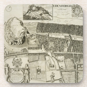 Plan of Edinburgh, pub. by John Smith (c.1652-1742 Drink Coaster