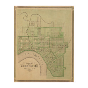 Plan of Evansville, Vanderburgh Co Wood Wall Decor