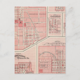 Plan of Green Castle, Putnam Co with Bloomington Postcard