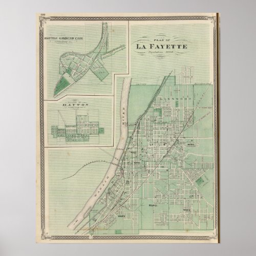 Plan of La Fayette with Battle Ground City Poster