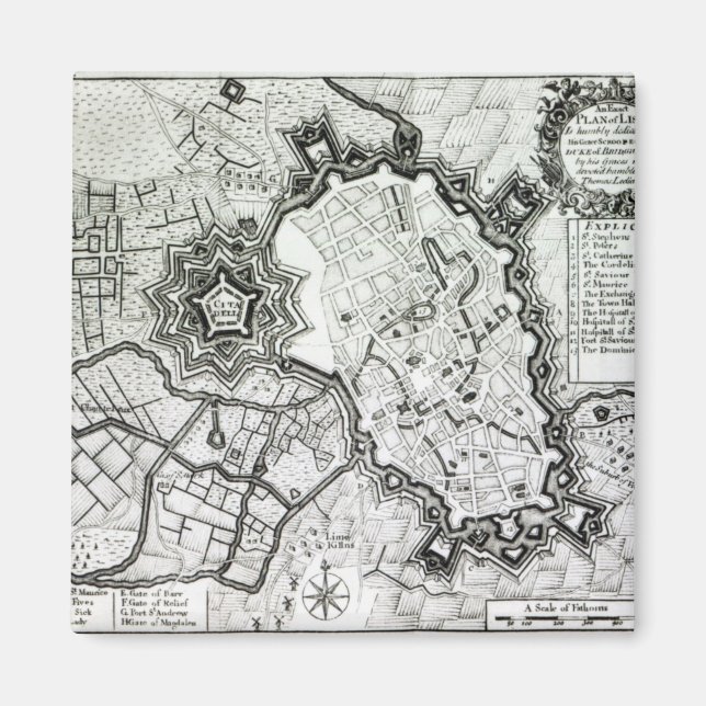 Plan of Lisle, 1736 Magnet (Front)