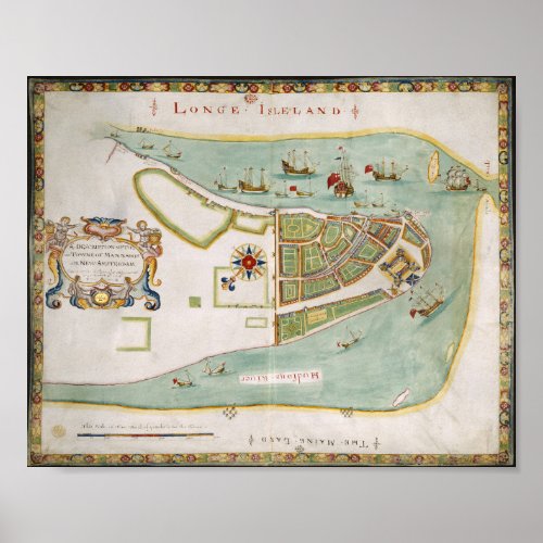 Plan of Long Island New York 1664 Poster