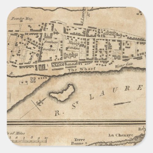 Plan of Montreal with a Map of the Islands Square Sticker