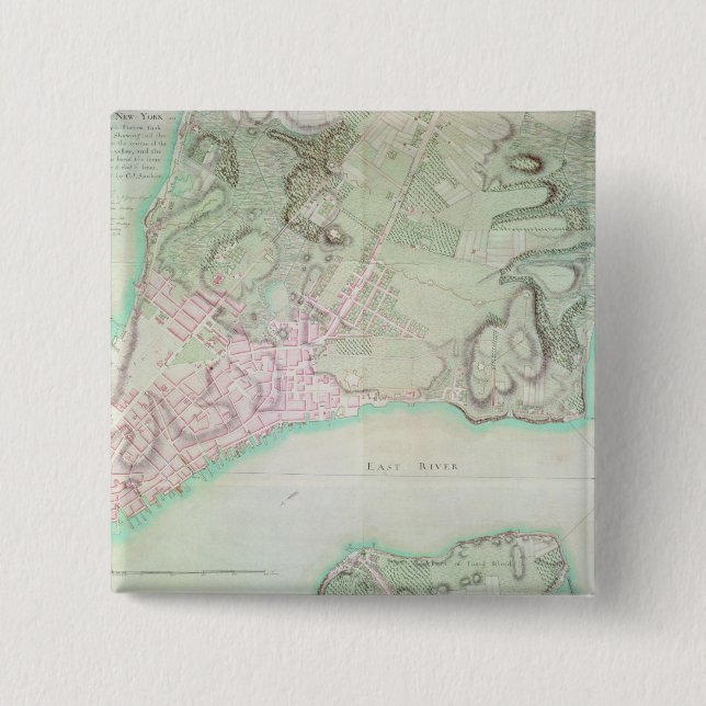 Plan of New York, 1776 Pinback Button (Front)
