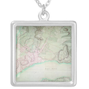 Plan of New York, 1776 Silver Plated Necklace