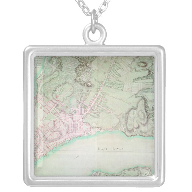 Plan of New York, 1776 Silver Plated Necklace (Front)