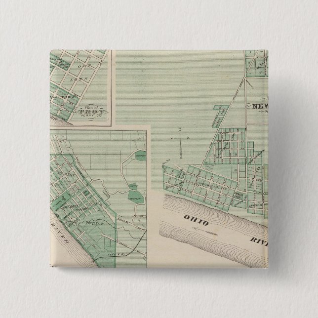 Plan of Newburgh, Warrick Co with Boonville Pinback Button (Front)