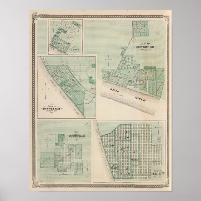 Plan of Newburgh, Warrick Co with Boonville Poster (Front)