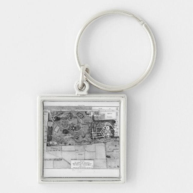Plan of Parc Monceau in Paris Keychain (Front)