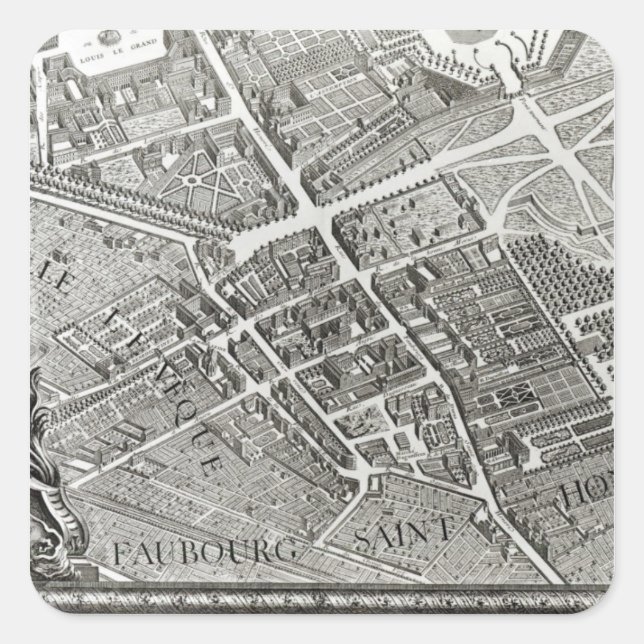 Plan of Paris, known as the 'Plan de Turgot' Square Sticker (Front)
