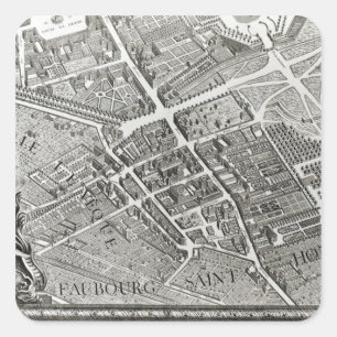 Plan of Paris, known as the 'Plan de Turgot' Square Sticker