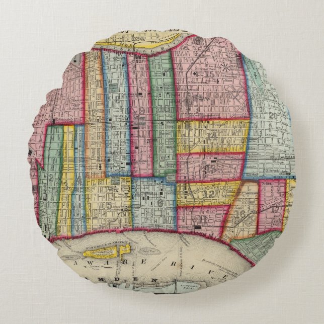 Plan Of Philadelphia Round Pillow (Front)