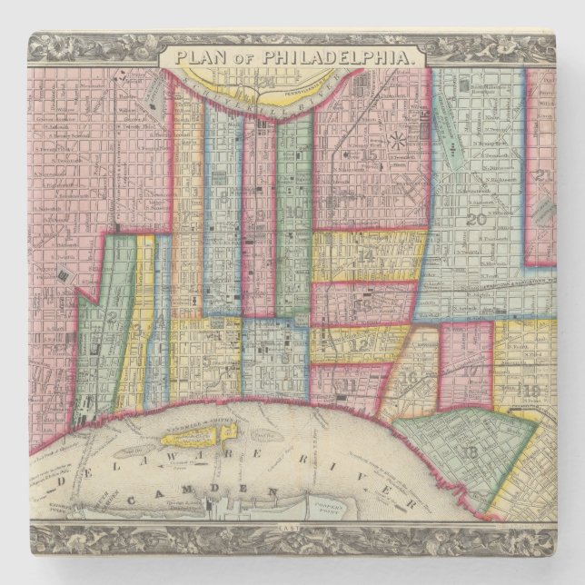 Plan Of Philadelphia Stone Coaster (Front)