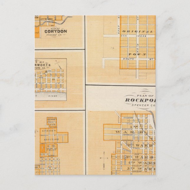 Plan of Rockport, Spencer Co with Everton Postcard (Front)