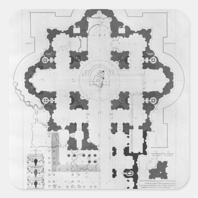 Plan of St. Peter's Basilica Square Sticker (Front)