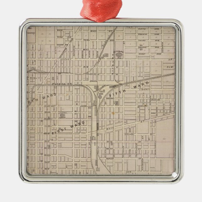 Plan of Terre Haute, Vigo Co Metal Ornament (Front)