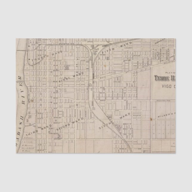 Plan of Terre Haute, Vigo Co Tissue Paper (Front)