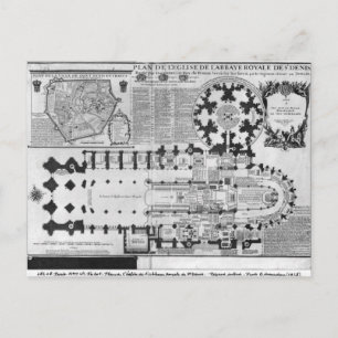 Plan of the Abbey Church of St. Denis, 1705 Postcard