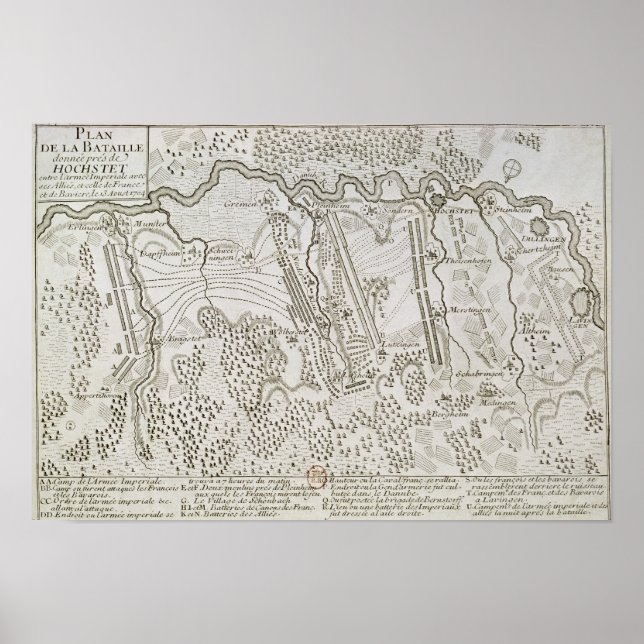 Plan of the Battle of Blenheim between the Army Poster (Front)