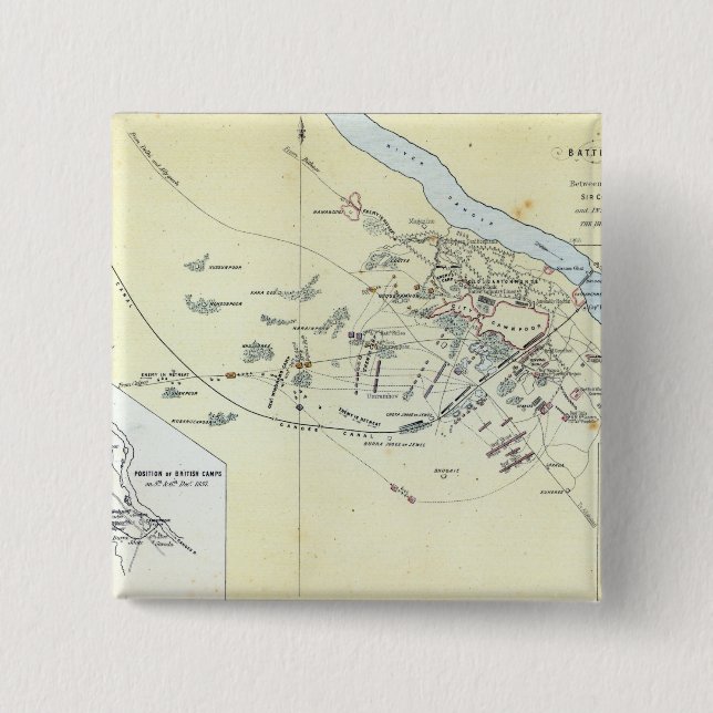 Plan of the Battle of Cawnpoor Button (Front)
