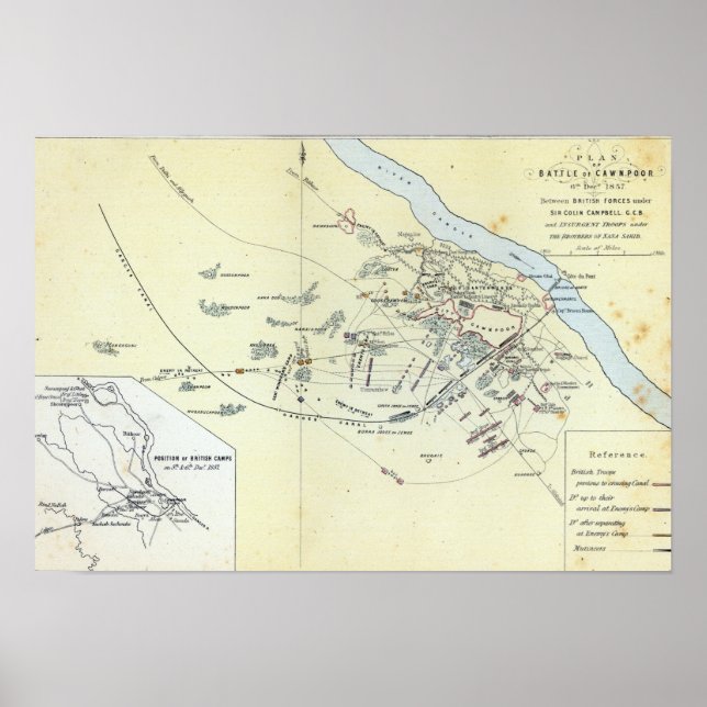 Plan of the Battle of Cawnpoor Poster (Front)