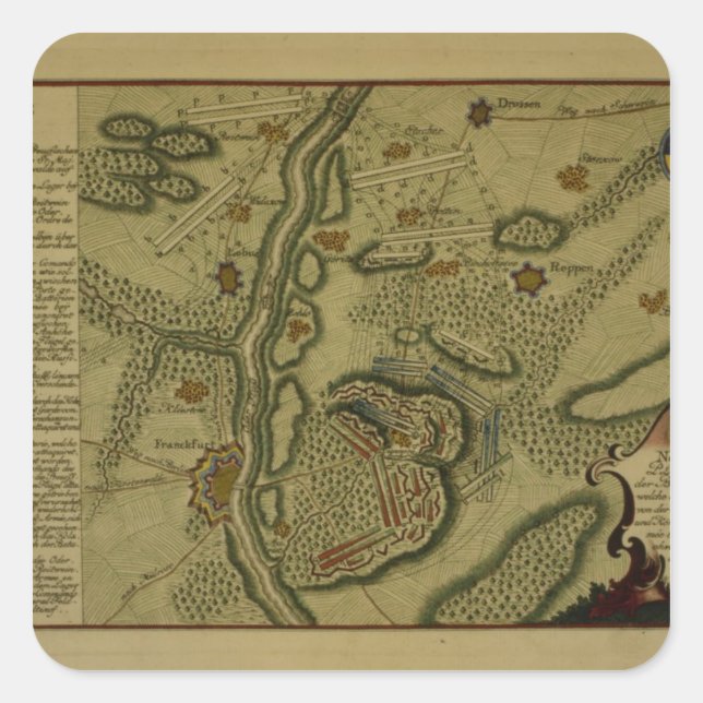 Plan of the Battle of Kunersdorf Square Sticker (Front)