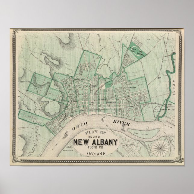 Plan of the City of New Albany, Floyd Co, Indiana Poster (Front)