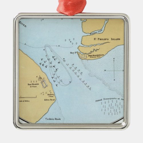 Plan of the Naval Attack And Capture of Port Royal Metal Ornament