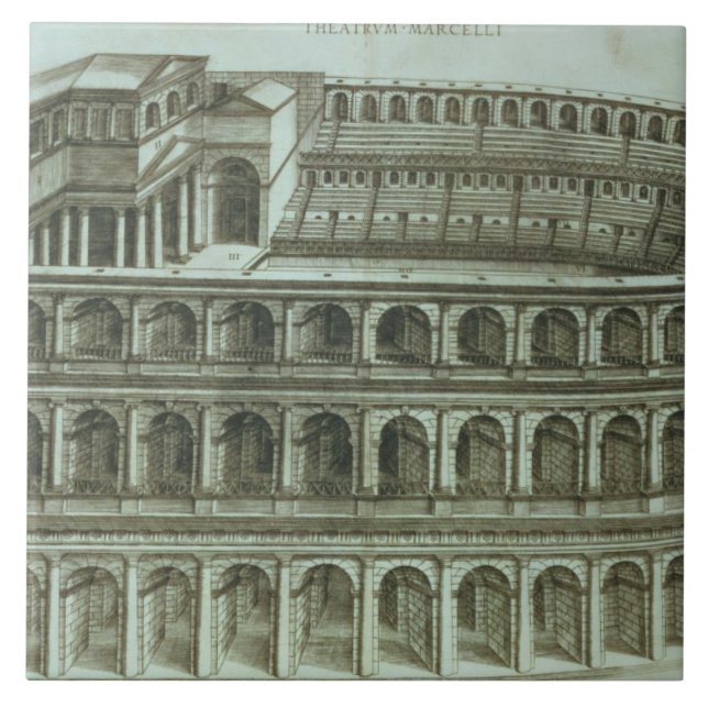 Plan of the Theatre of Marcellus, Rome, 1558 (engr Ceramic Tile (Front)