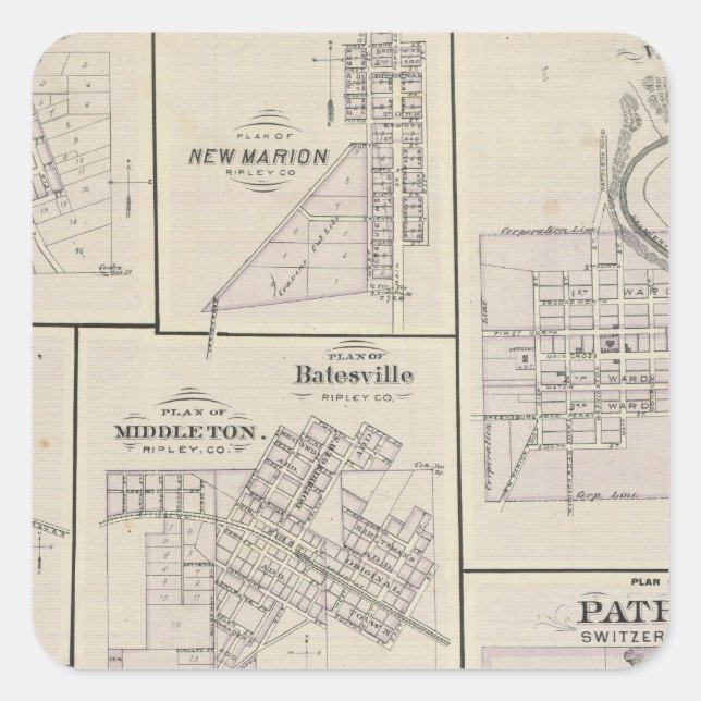 Plan of Vevay, Switzerland Co with Patriot Square Sticker (Front)
