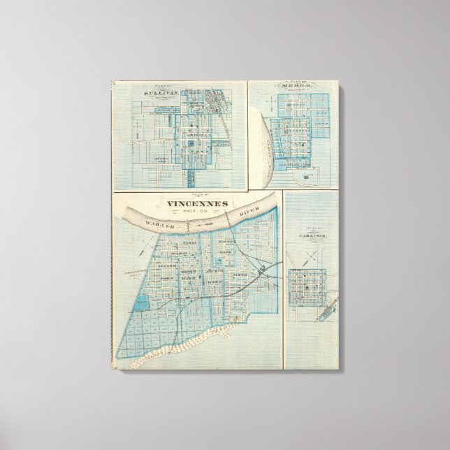 Plan of Vincennes, Knox Co with Sullivan Canvas Print (Front)