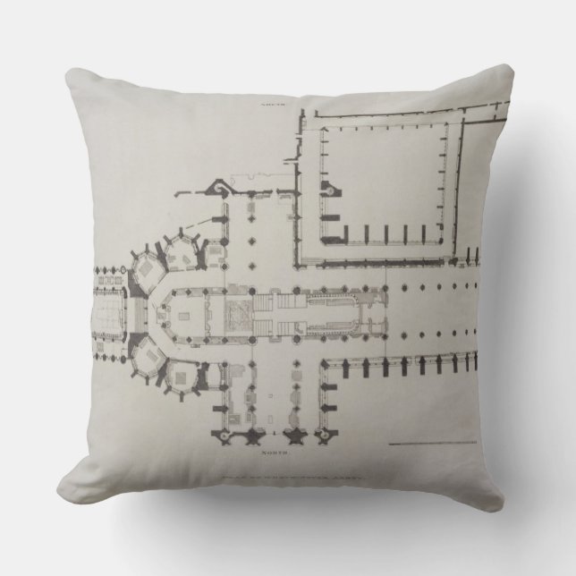 Plan of Westminster Abbey, plate 1 from 'Westminst Throw Pillow (Front)