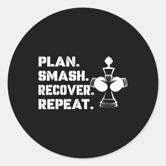 Plan. Smash. Recover. Repeat.' - Chess Boxing  Classic Round Sticker (Front)